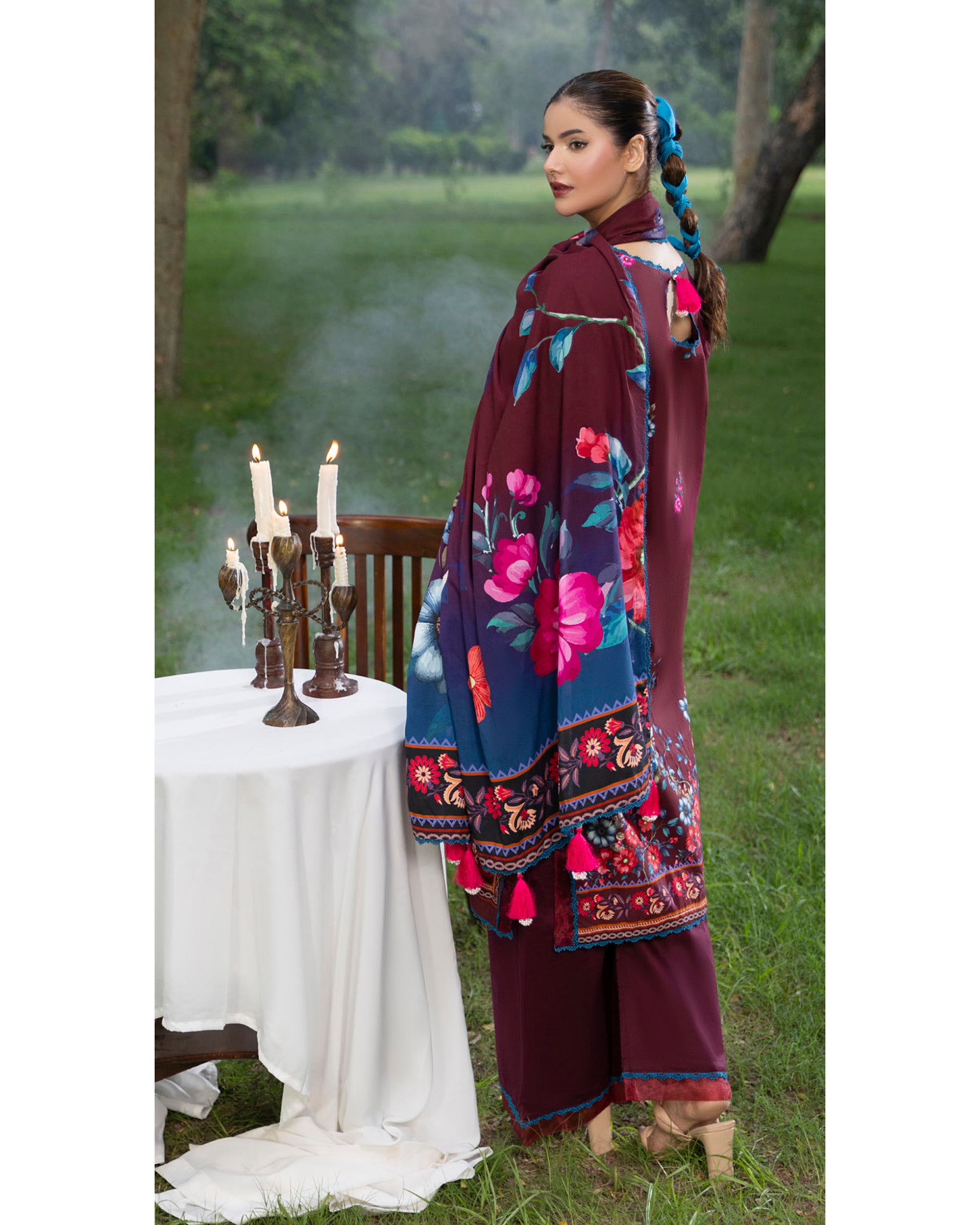 Colors Linen Digital Printed Suit - 3 Pc by Al-Zohaib