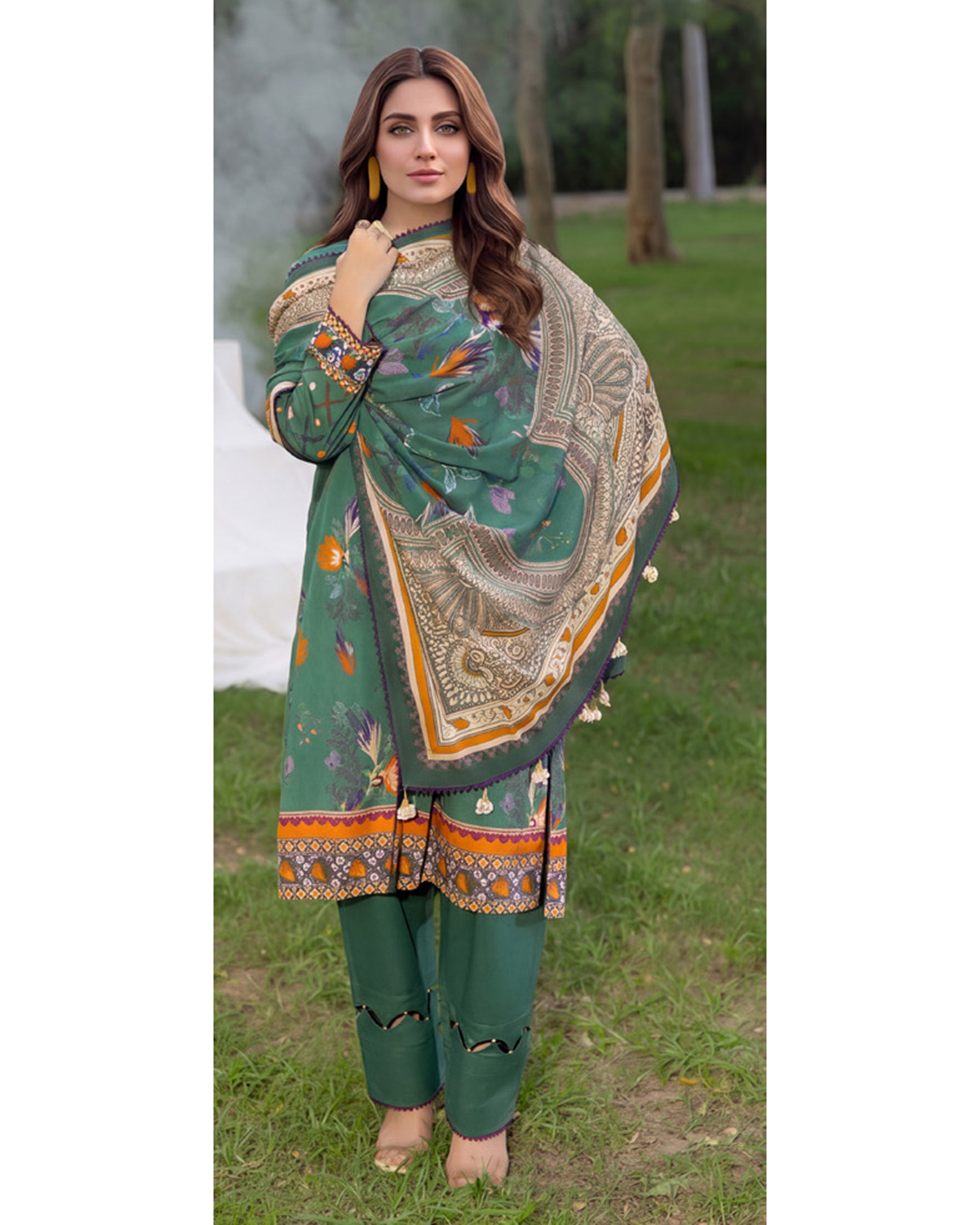 Colors Linen Digital Printed Suit - 3 Pc by Al-Zohaib
