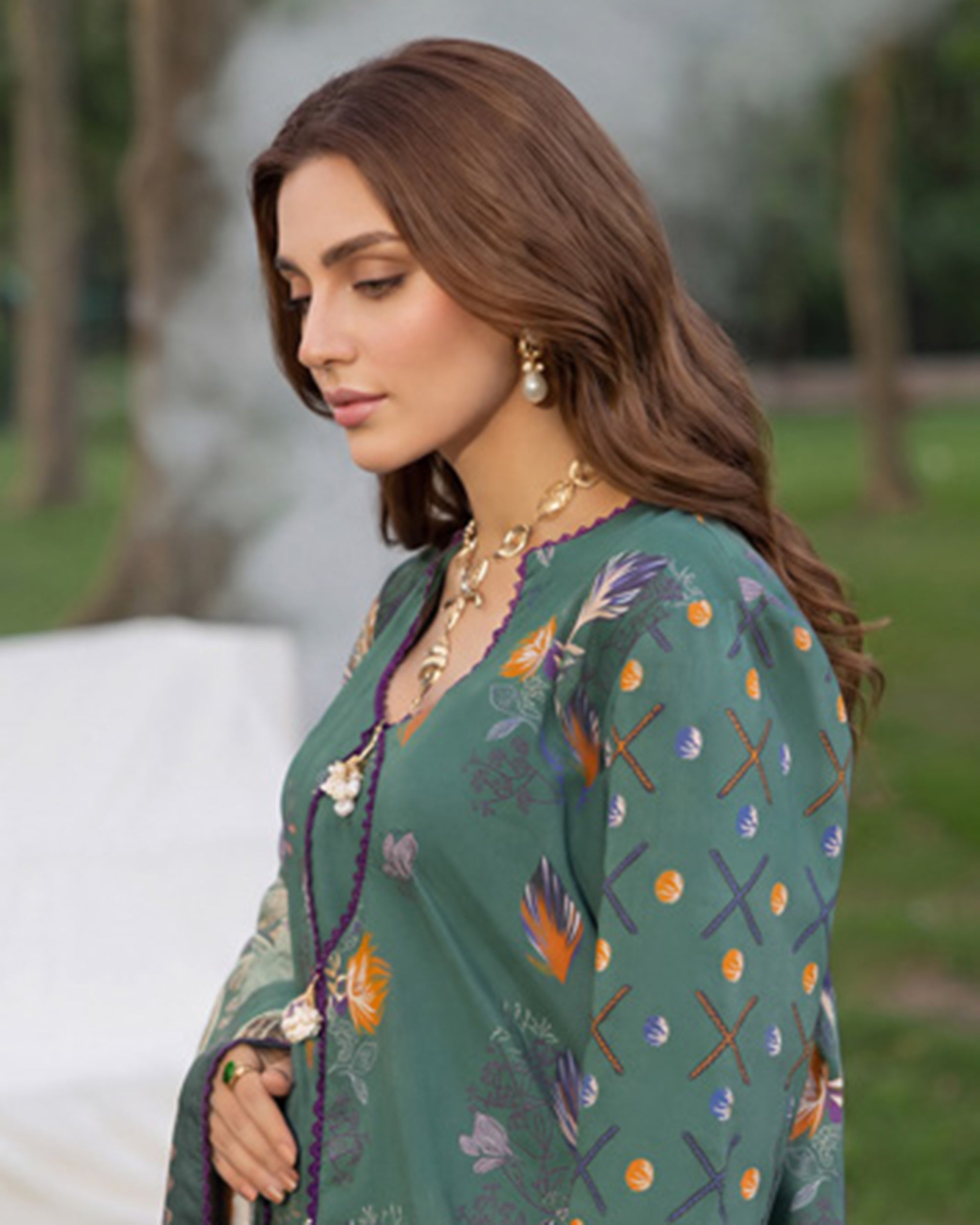 Colors Linen Digital Printed Suit - 3 Pc by Al-Zohaib