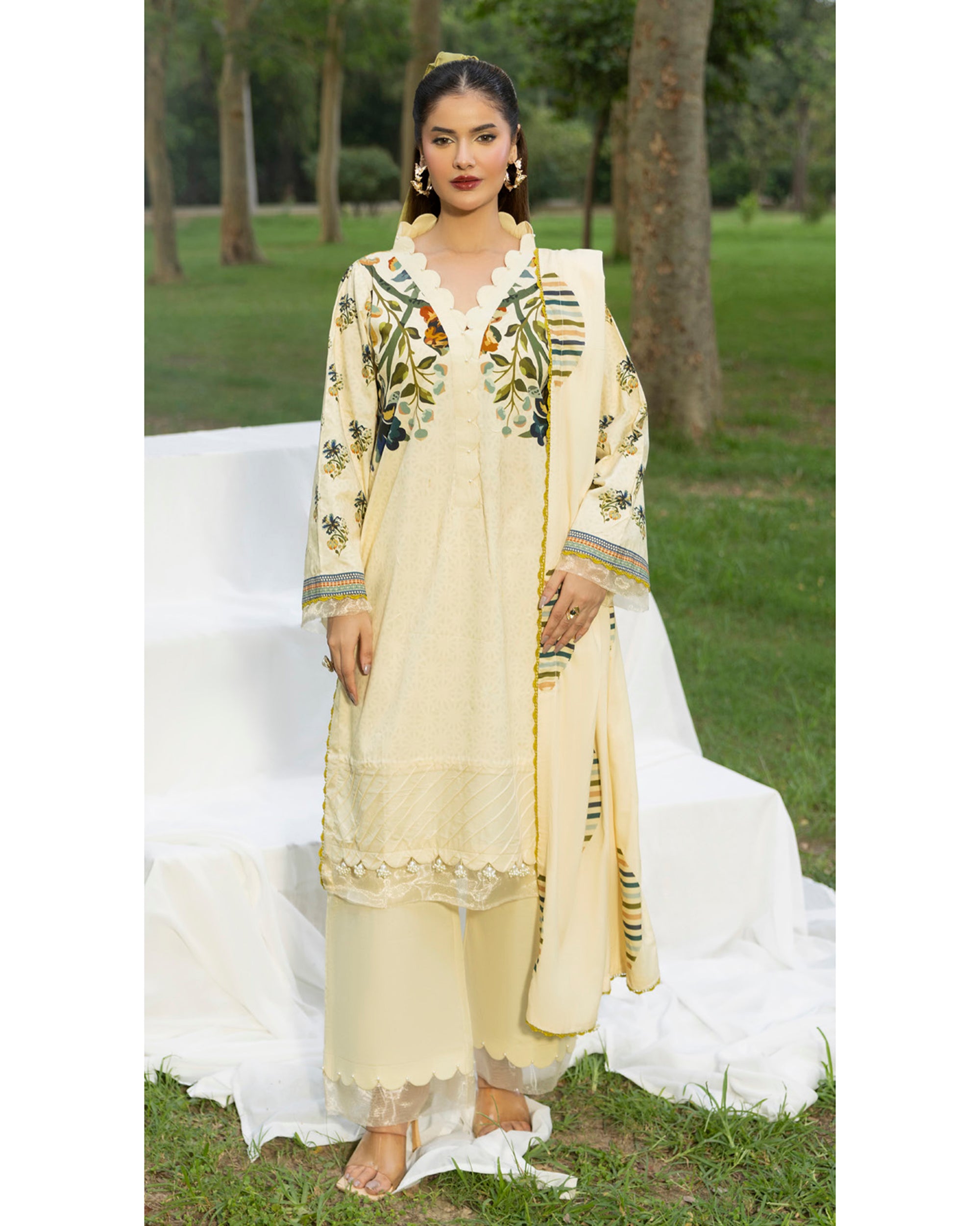 Colors Linen Digital Printed Suit - 3 Pc by Al-Zohaib