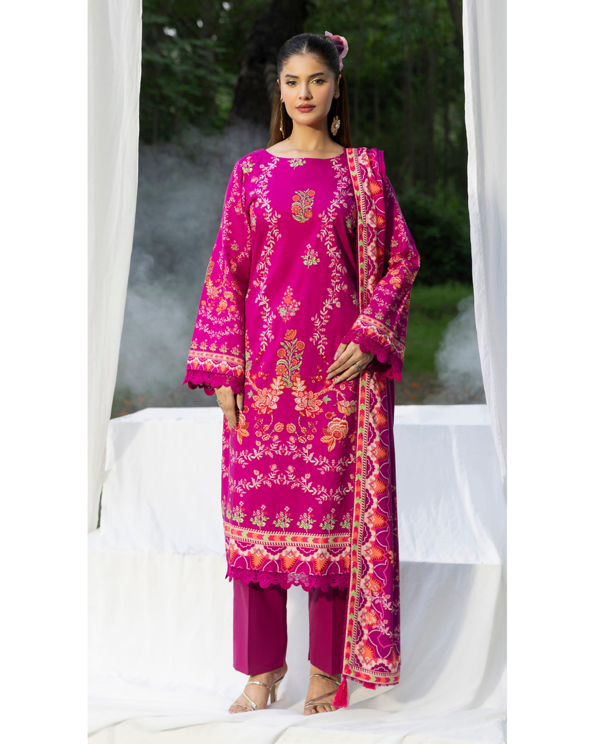 Colors Linen Digital Printed Suit - 3 Pc by Al-Zohaib