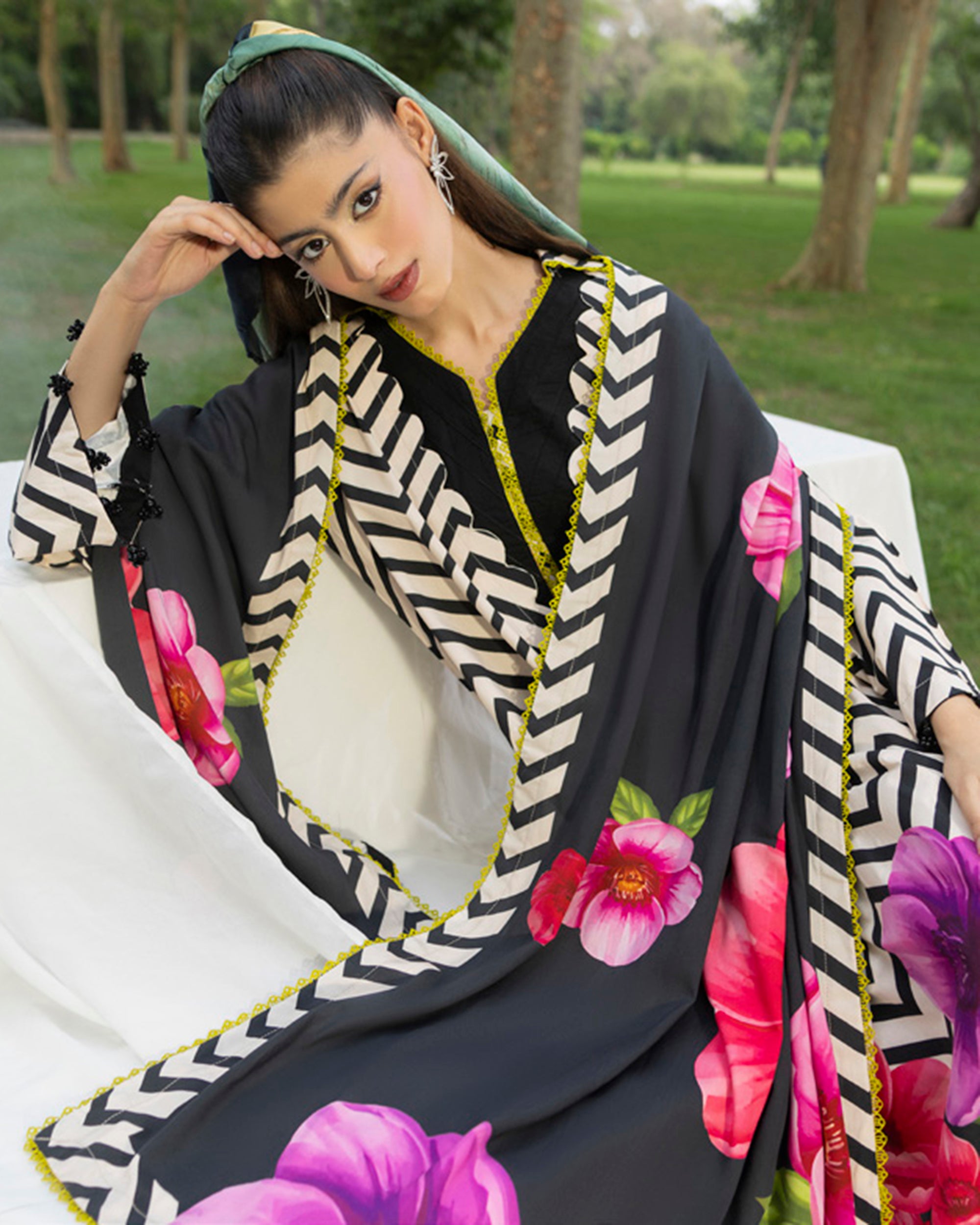 Colors Linen Digital Printed Suit - 3 Pc by Al-Zohaib