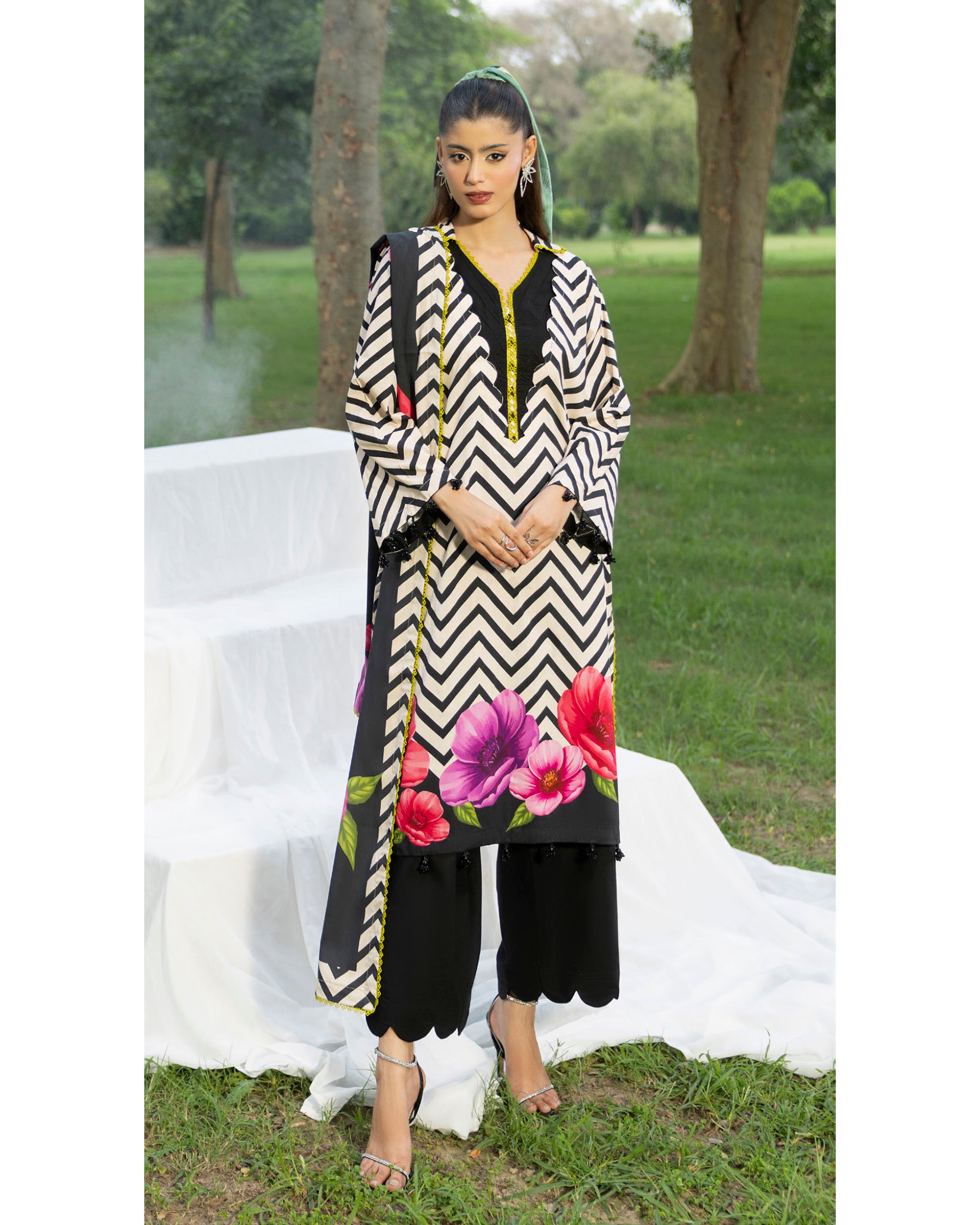 Colors Linen Digital Printed Suit - 3 Pc by Al-Zohaib