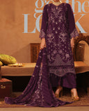 Zarineh Aina Chiffon Luxury Embroidered Suit - 3 Pc