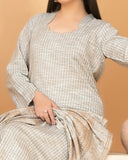 Tawakkal Abiha Stripe Leather Peach Suit with Shawl - 3 Pc