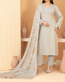 Tawakkal Abiha Stripe Leather Peach Suit with Shawl - 3 Pc