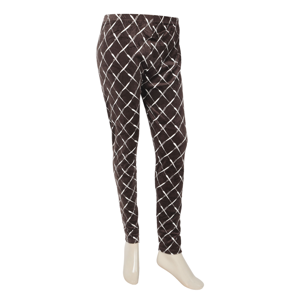 Women's Velvet Printed Tights - Brown, Women Pants & Tights, Chase Value, Chase Value