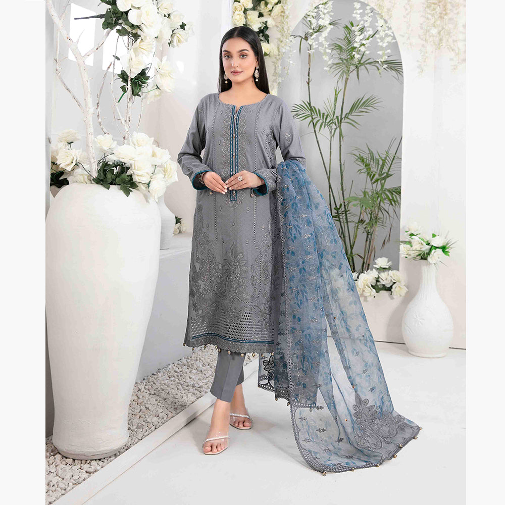Adina Jacquard Embroidered Unstitched 3Pcs Suit - D-9186, Women, 3Pcs Shalwar Suit, Tawakkal Fabrics, Chase Value