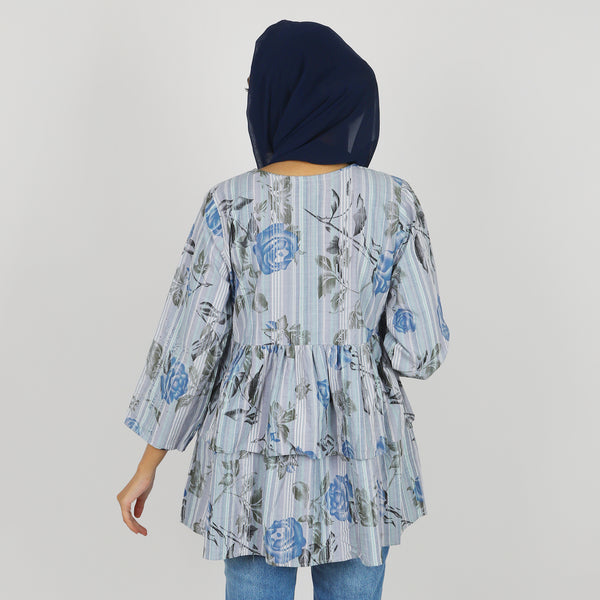 Women's printed Western Top - Grey