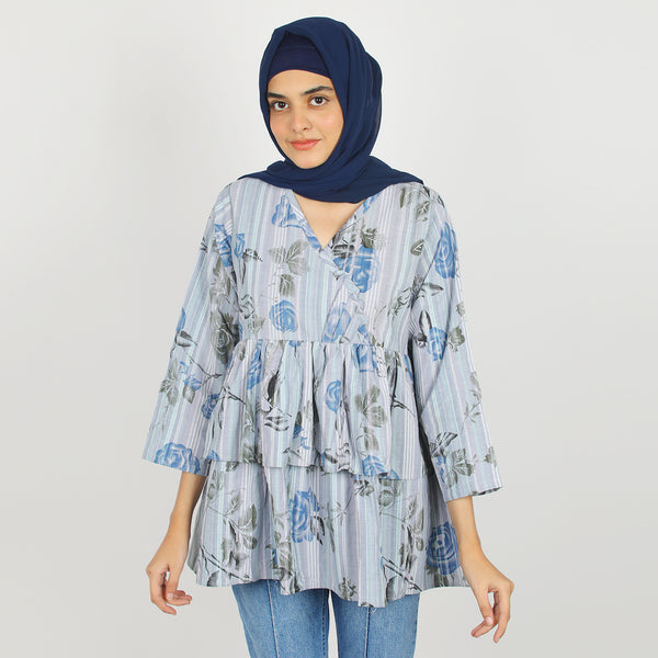 Women's printed Western Top - Grey