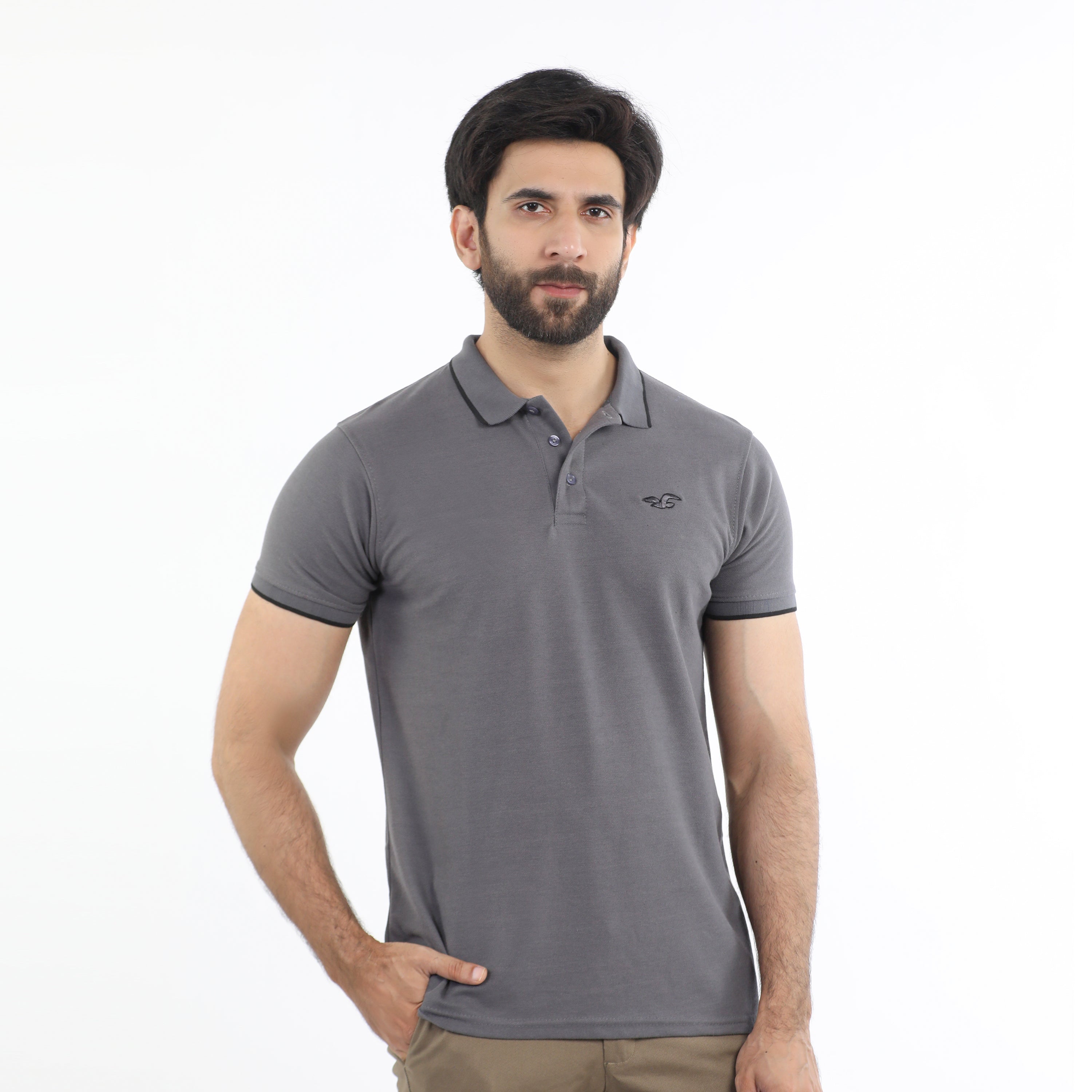 Men's Half Sleeves Polo T-Shirt - Grey, Men's T-Shirts & Polos, Chase Value, Chase Value