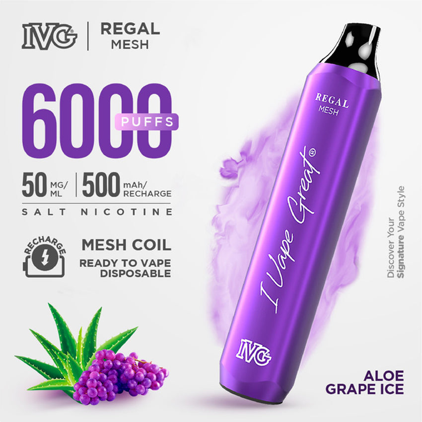 Ivg Vape Regal Aloe Grape Ice 6000 Puffs 5% - 50Mg, Vape, IVG, Chase Value