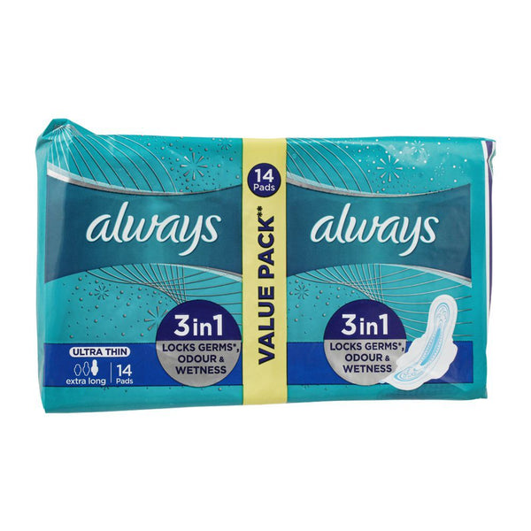 Always Ultra Thin Extra Long Pads, 14 Pads, Value Pack, Sanitory Napkins, Always, Chase Value