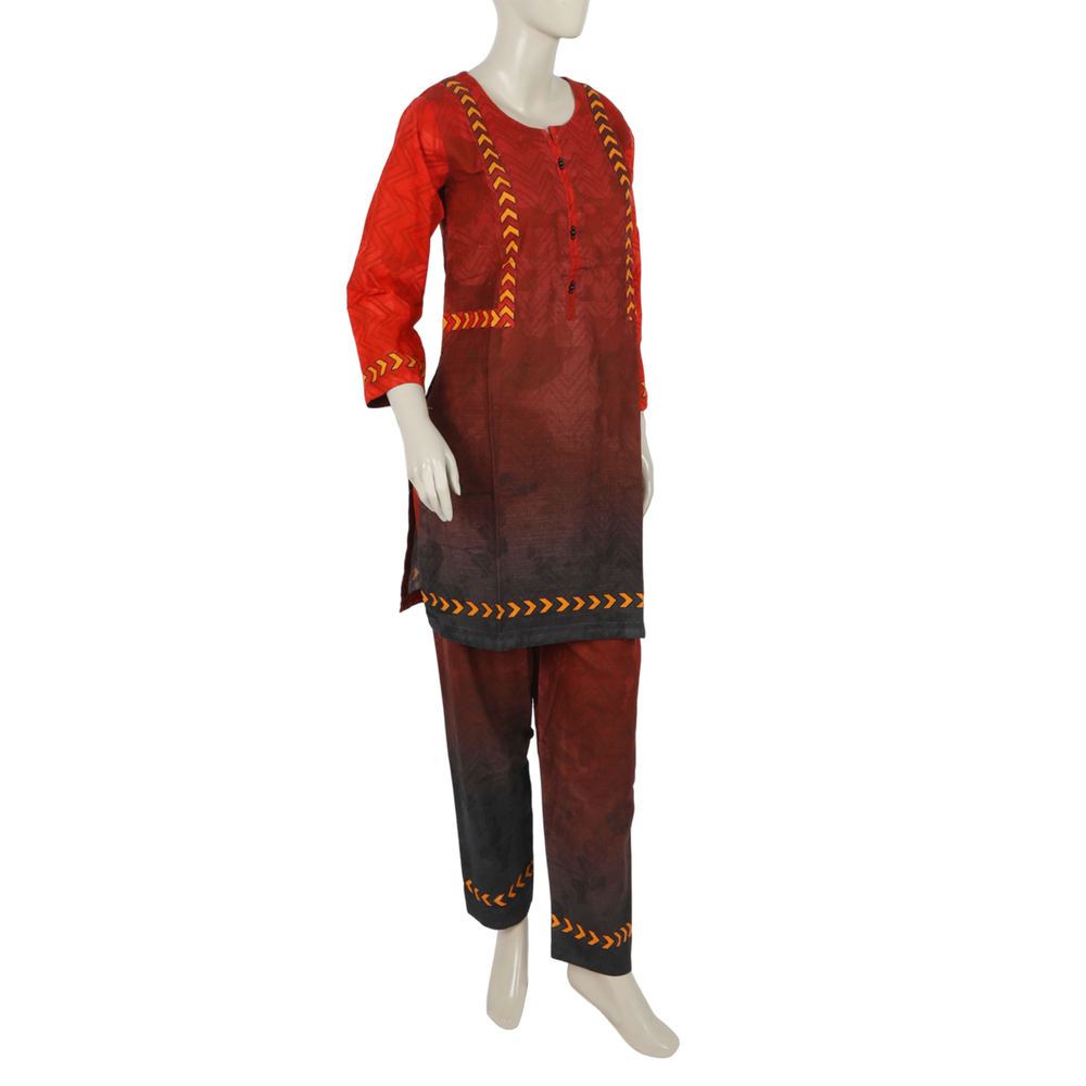 Women's Digital Printed Khaddar 2pcs Suit - Maroon, Women Shalwar Suits, Chase Value, Chase Value