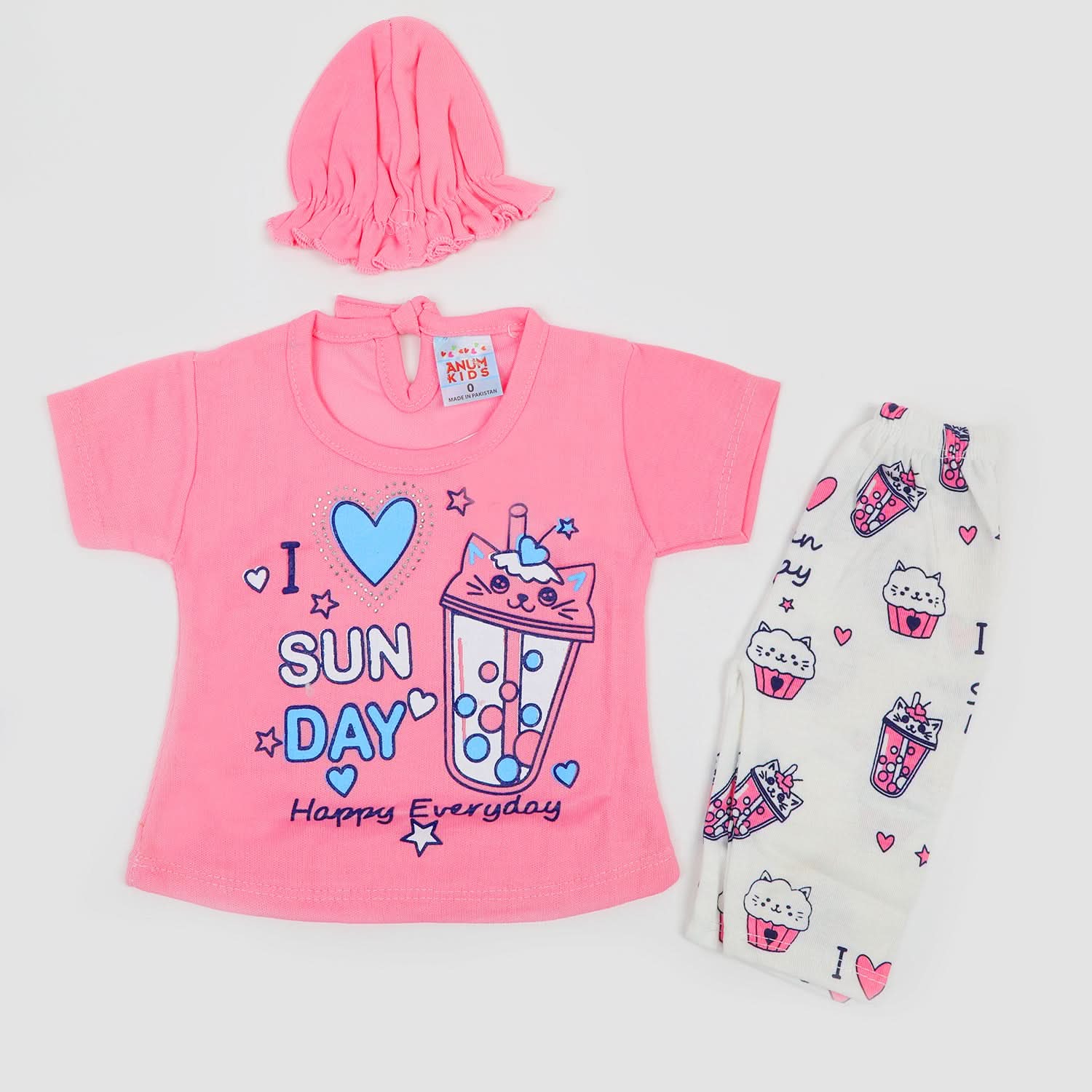 Newborn Girls Half Sleeves Suit - Pink, Newborn Girls Sets & Suits, Chase Value, Chase Value