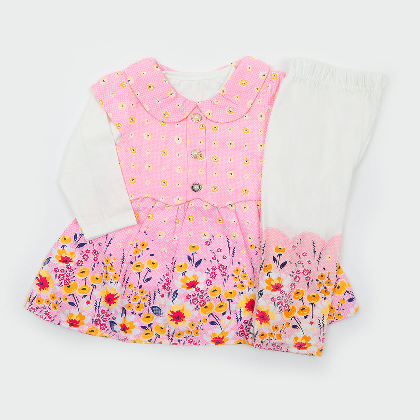 Newborn Girls Full Sleeves Suit - Pink