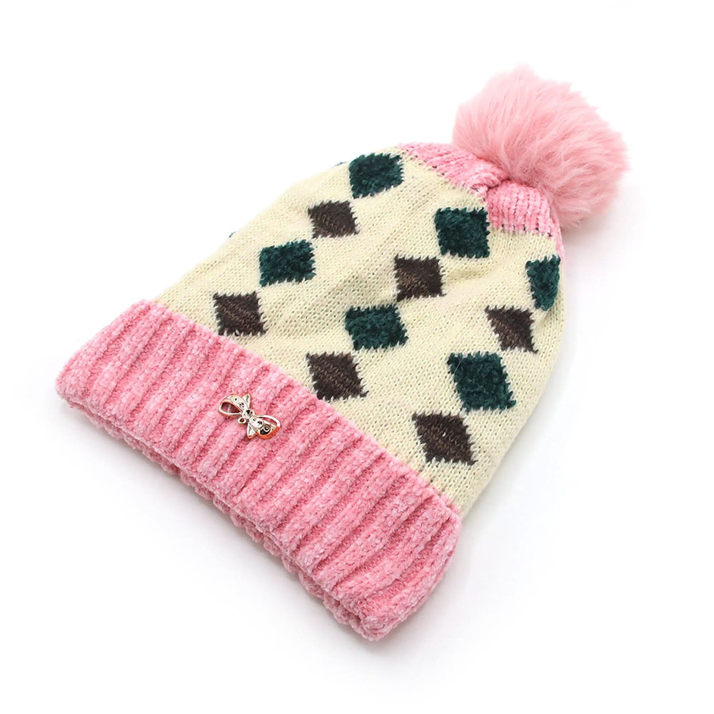 Women's Woolen Cap - Pink, Women's Cap & Other Accessories, Chase Value, Chase Value