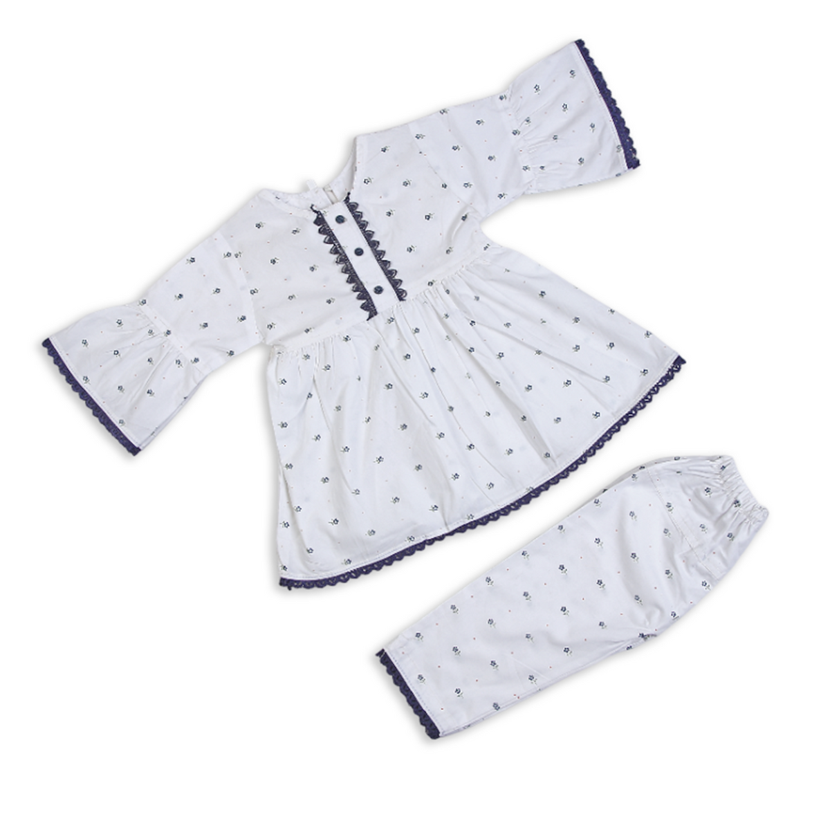 Girls Cotton Half Sleeves Suit - White, Girls Shalwar Kameez, Chase Value, Chase Value