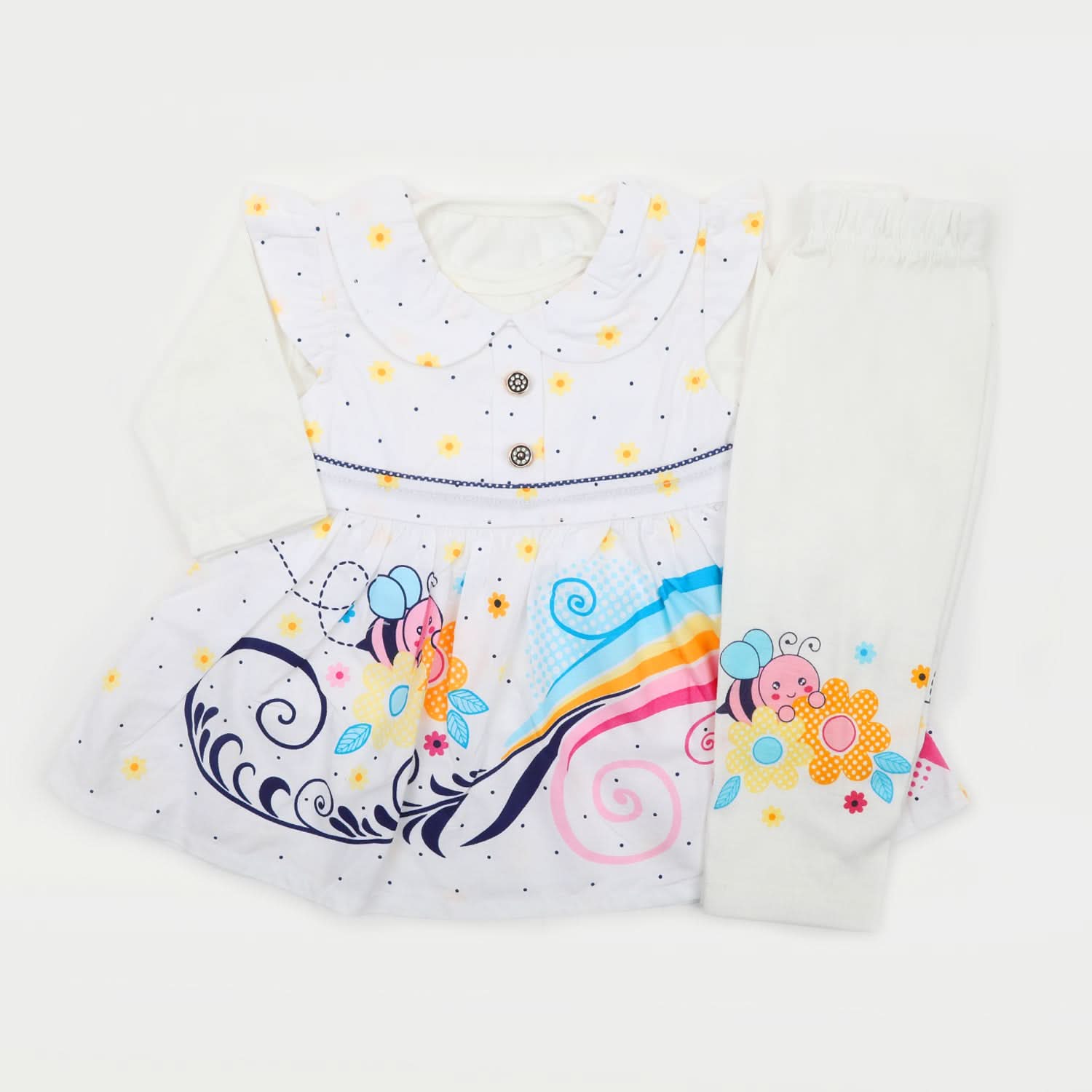 Newborn Girls Full Sleeves Suit - Yellow, Newborn Girls Sets & Suits, Chase Value, Chase Value