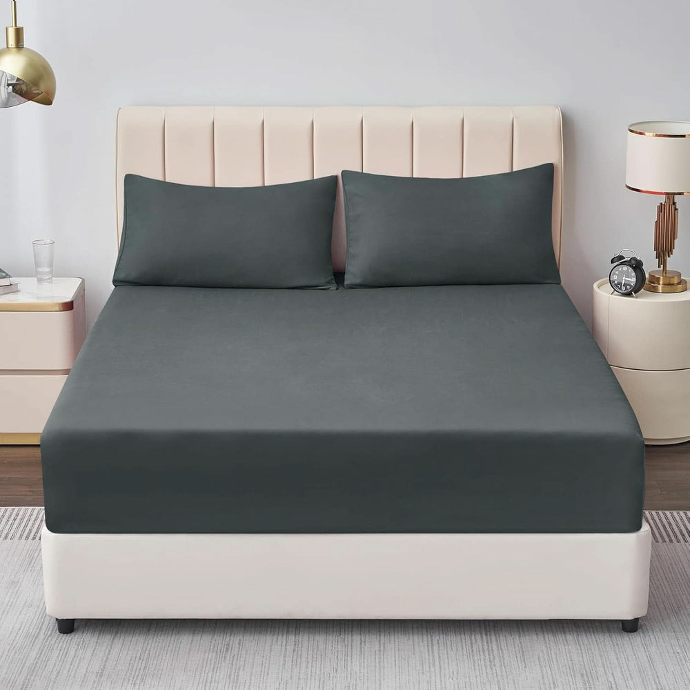 Double Bed Fitted Sheet Jersey 180*200 - Grey, Double Size Bed Sheet, Chase Value, Chase Value