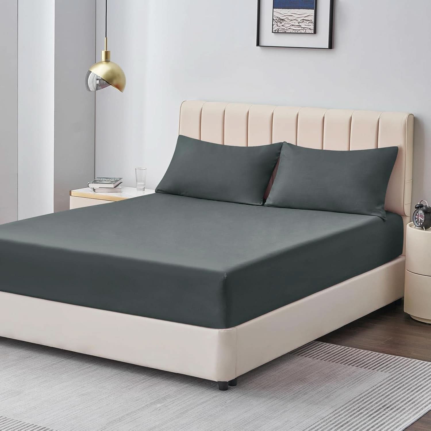 Double Bed Fitted Sheet Jersey 180*200 - Grey, Double Size Bed Sheet, Chase Value, Chase Value