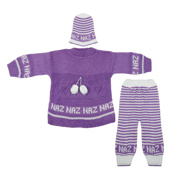 Newborn Girls Full Sleeves Suit - Purple