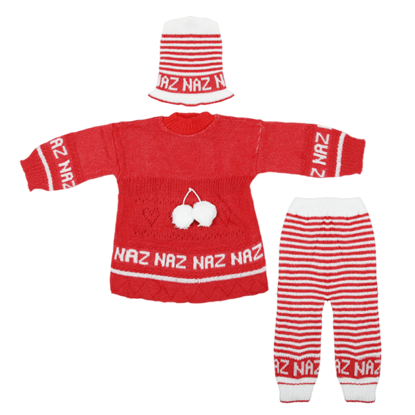 Newborn Girls Full Sleeves Suit - Red