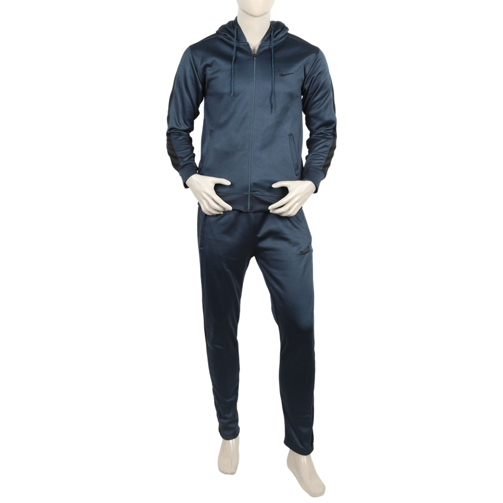 Men's Full Sleeves Fleece Zipper Track Suit - Steel Blue, Men's Track Suits, Chase Value, Chase Value