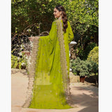 Schick Basant Heavy Chiffon Semi Stitched Embroidered 3Pcs Suit, Women, 3Pcs Shalwar Suit, MI Creation, Chase Value