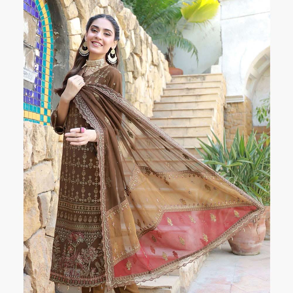 Schick Basant Heavy Chiffon Semi Stitched Embroidered 3Pcs Suit, Women, 3Pcs Shalwar Suit, MI Creation, Chase Value