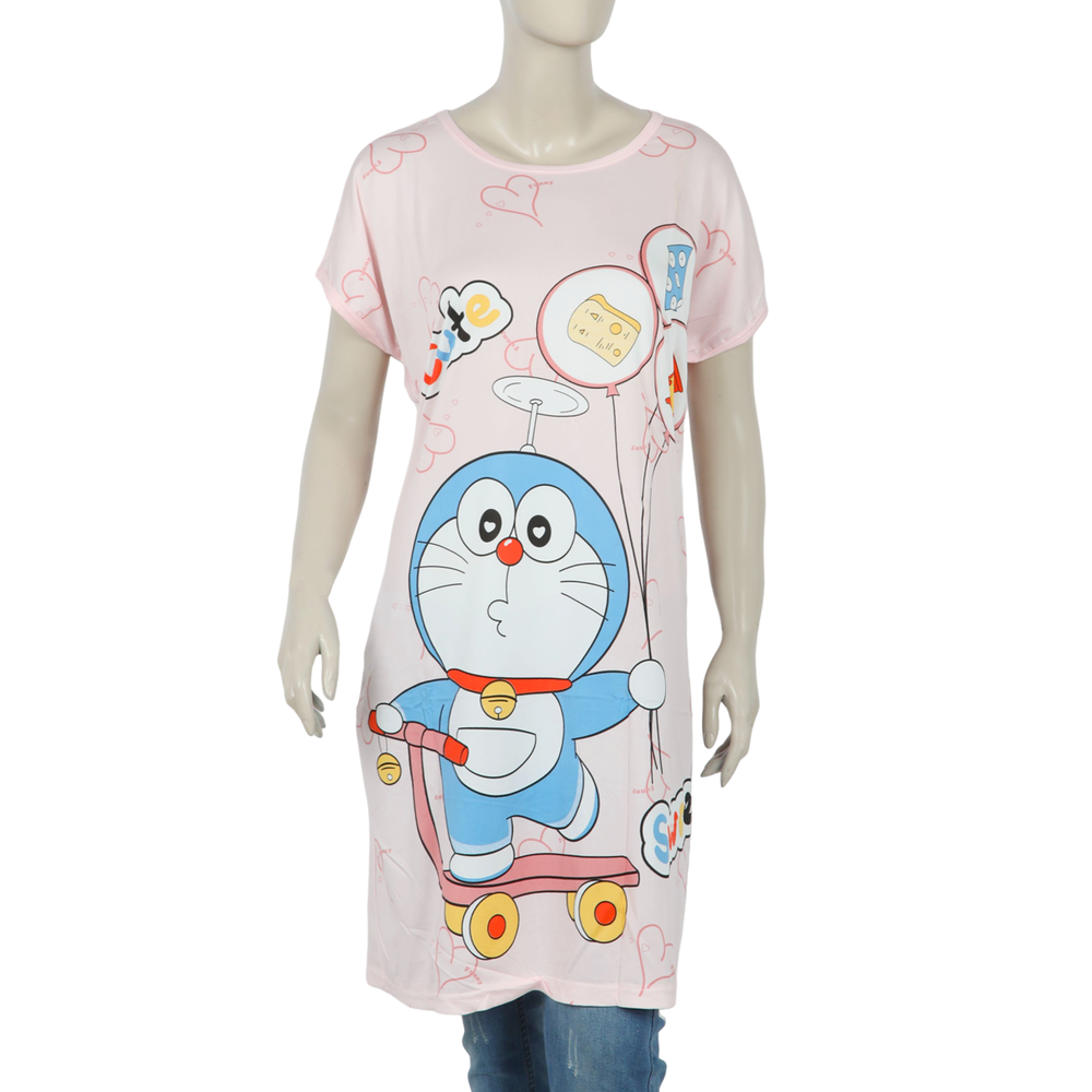 Women's  Nighty T-Shirt - Pink, Women Night Suit, Chase Value, Chase Value