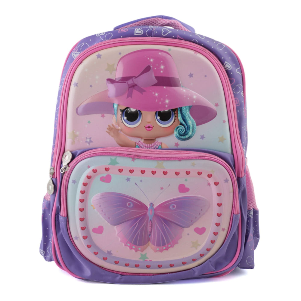 Kids Character Backpack – 18" School Bag with Cartoon Print - Purple, School Bags, Chase Value, Chase Value