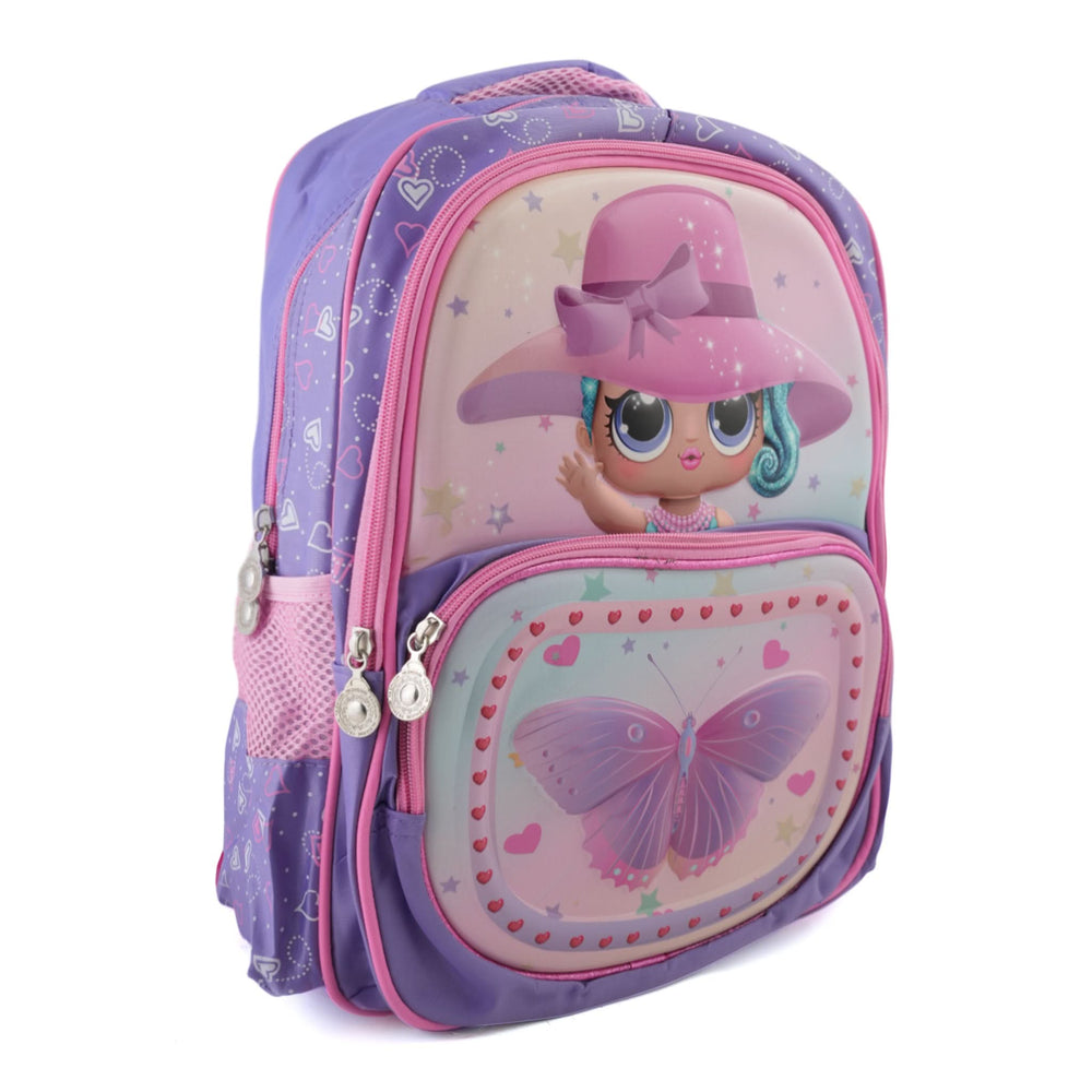 Kids Character Backpack – 18" School Bag with Cartoon Print - Purple, School Bags, Chase Value, Chase Value