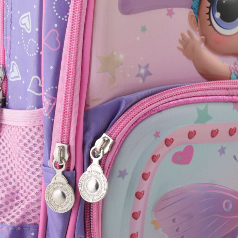 Kids Character Backpack – 18" School Bag with Cartoon Print - Purple, School Bags, Chase Value, Chase Value