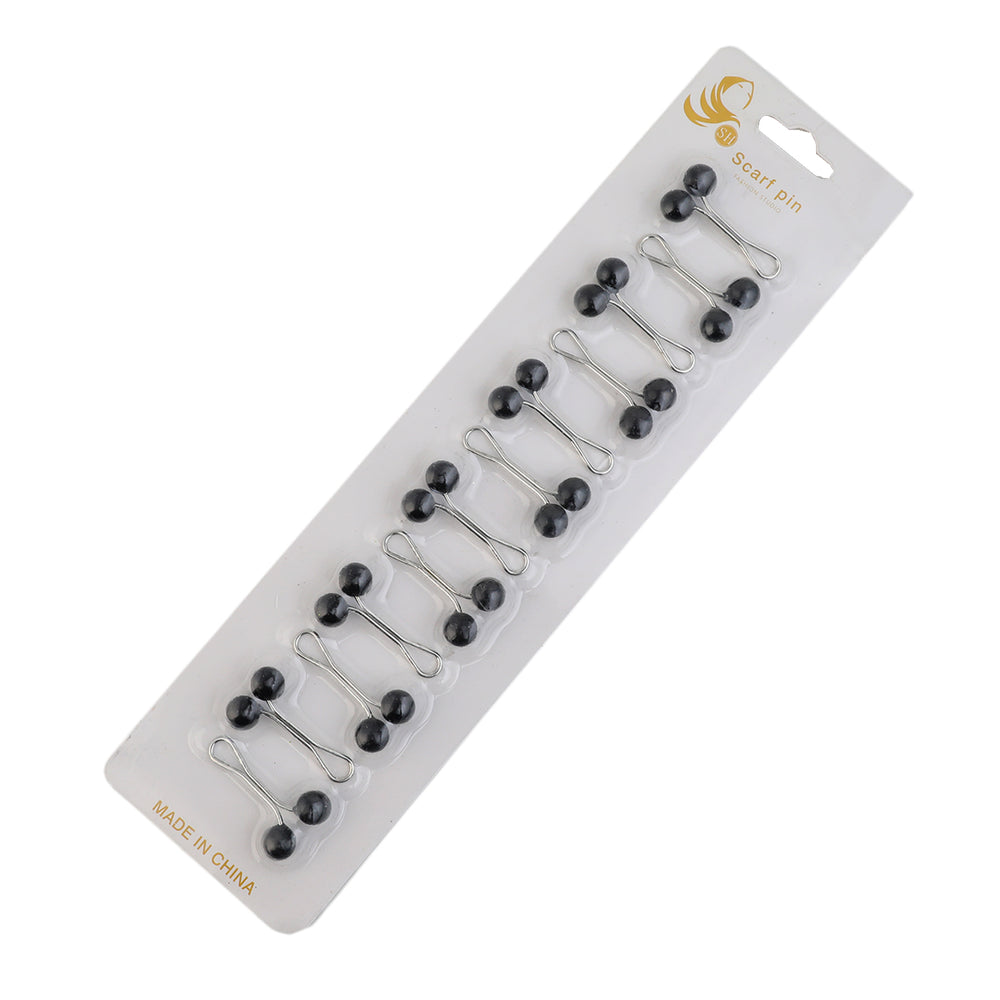 Girls Scarf Pin Card Pack Of 12 - Black & White, Girls Hair Accessories, Chase Value, Chase Value