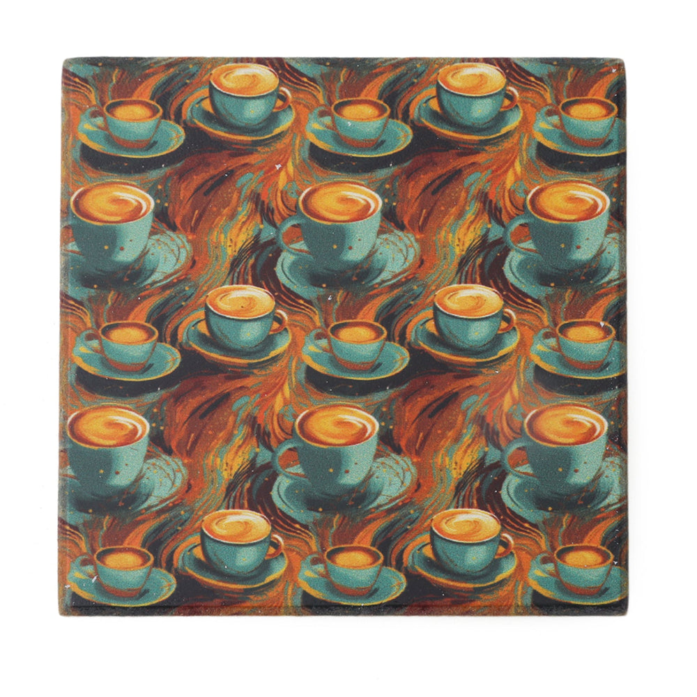 Wooden Tea Coaster Heavy White Base Pack Of 6, Thermos & Mug, Chase Value, Chase Value