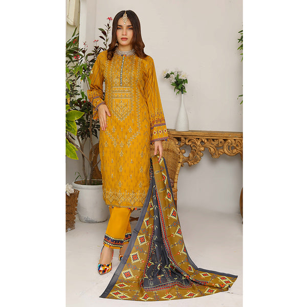 Bakht Lawn Digital Printed Embroidered Chicken Kari 3Pcs Unstitched Suit - TS-8042