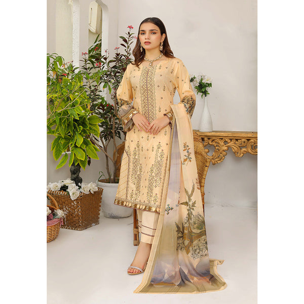 Bakht Lawn Digital Printed Embroidered Chicken Kari 3Pcs Unstitched Suit - TS-8041