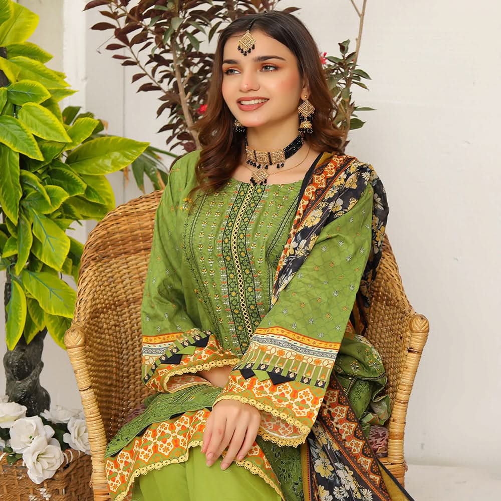 Bakht Lawn Digital Printed Embroidered Chicken Kari 3Pcs Unstitched Suit - EKR-8049, Women, 3Pcs Shalwar Suit, Rana Arts, Chase Value