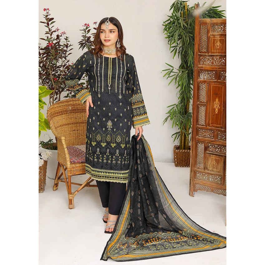 Bakht Lawn Digital Printed Embroidered Chicken Kari 3Pcs Unstitched Suit - DA-7039