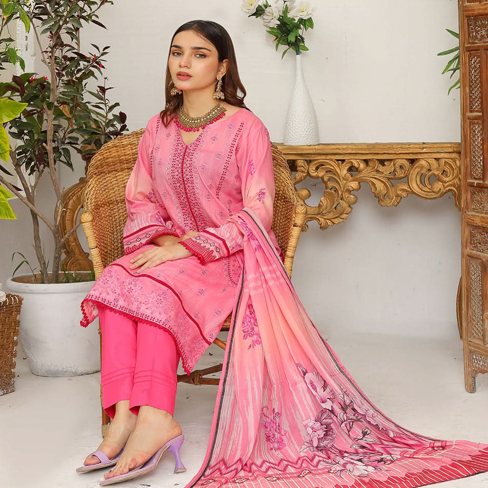 Bakht Lawn Digital Printed Embroidered Chicken Kari 3Pcs Unstitched Suit - SF-8043, Women, 3Pcs Shalwar Suit, Rana Arts, Chase Value