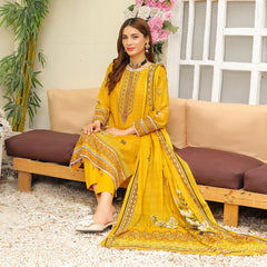 Bareera Zari Lawn Digital Printed 3Pcs Unstitched Suit With Lawn Dupatta - 2