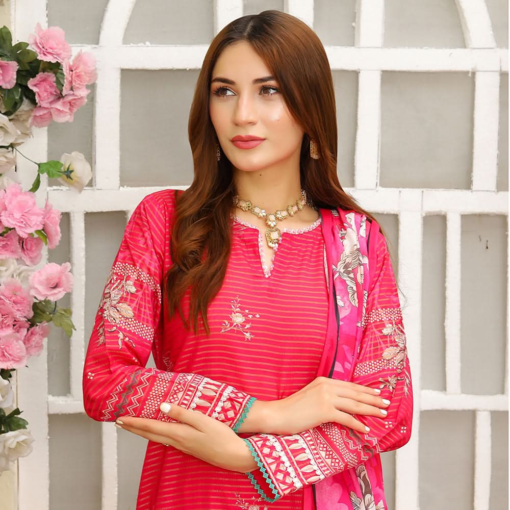 Bareera Zari Lawn Digital Printed 3Pcs Unstitched Suit With Lawn Dupatta - 4, Women, 3Pcs Shalwar Suit, Rana Arts, Chase Value