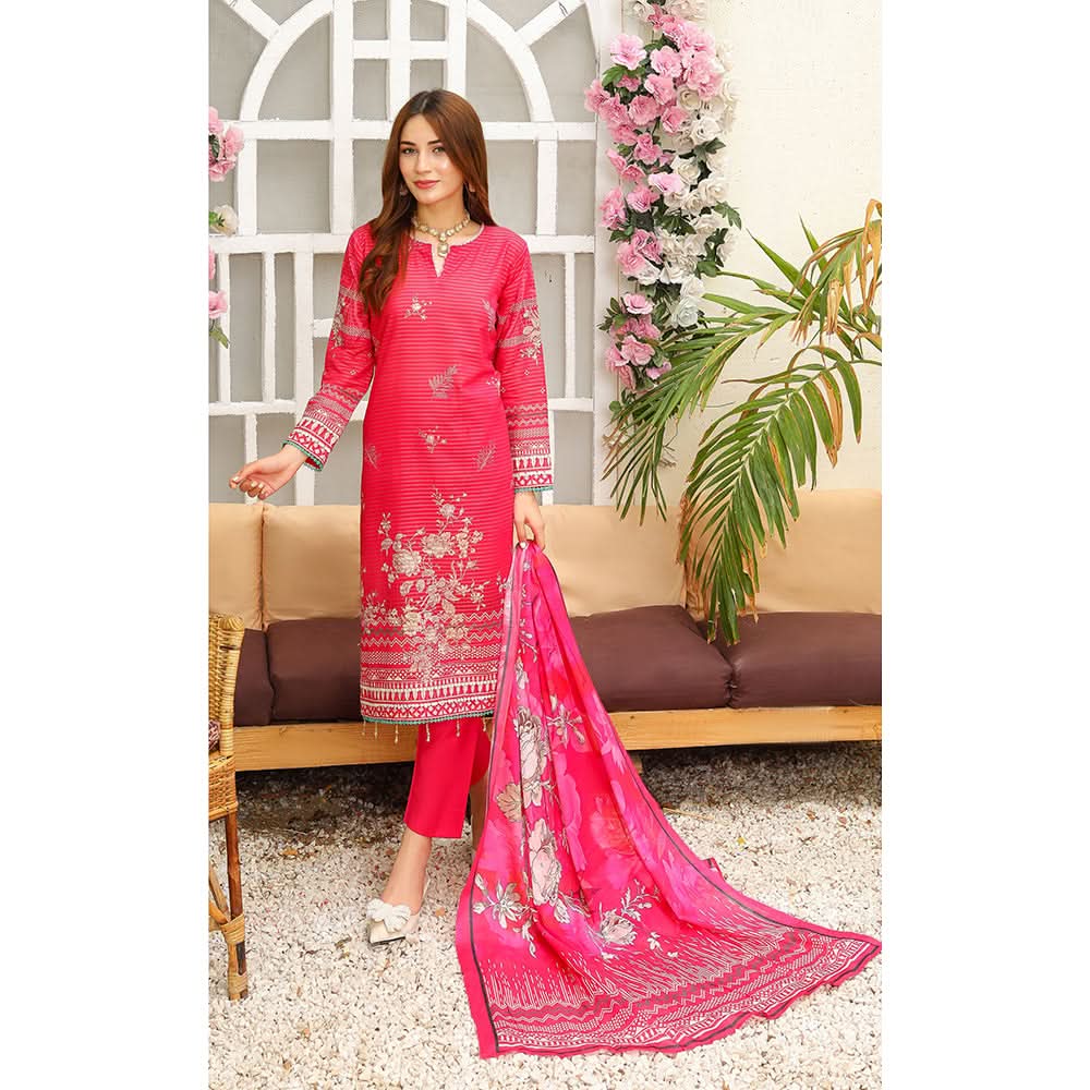 Bareera Zari Lawn Digital Printed 3Pcs Unstitched Suit With Lawn Dupatta - 4, Women, 3Pcs Shalwar Suit, Rana Arts, Chase Value