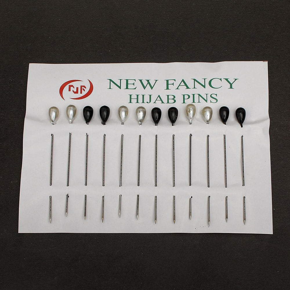 Scarf Pin Card Pack Of 12 - Black & White, Women Scarf Pins & Brooches, Chase Value, Chase Value
