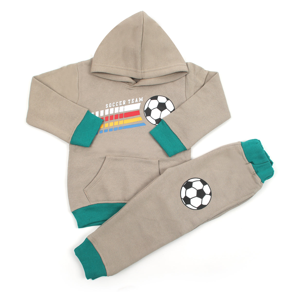 Boy's Full Sleeves Fleece Pajama Suit - Beige, Boys Sets & Suits, Chase Value, Chase Value