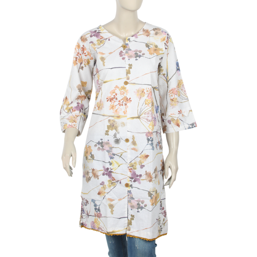 Women's Printed Kurti - Fawn