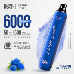 Ivg Vape Regal Blazzin Blue Razz 6000 Puffs 5% - 50Mg, Vape, IVG, Chase Value
