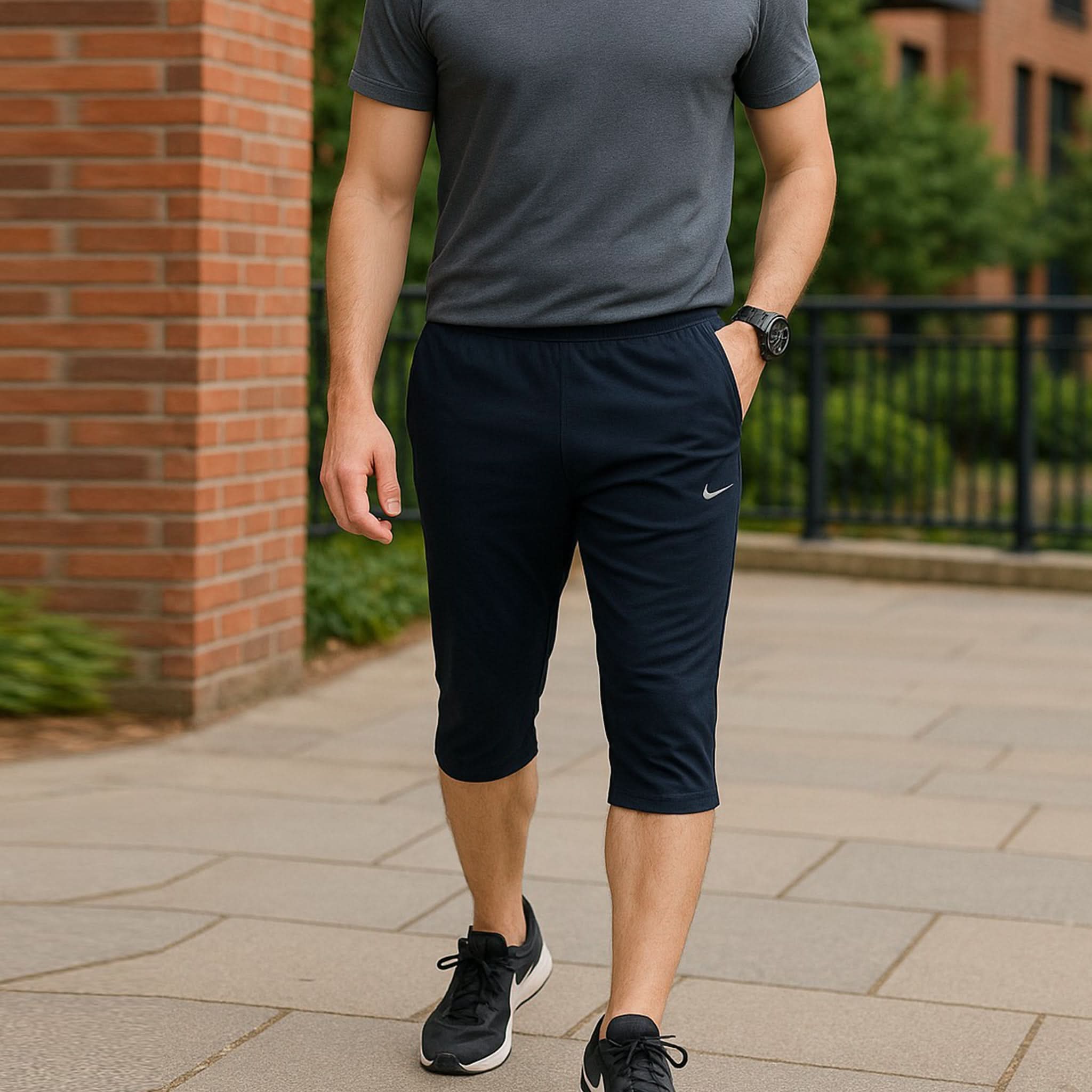 Men's Fancy 3QTR -Navy Blue, Men's Shorts, Chase Value, Chase Value