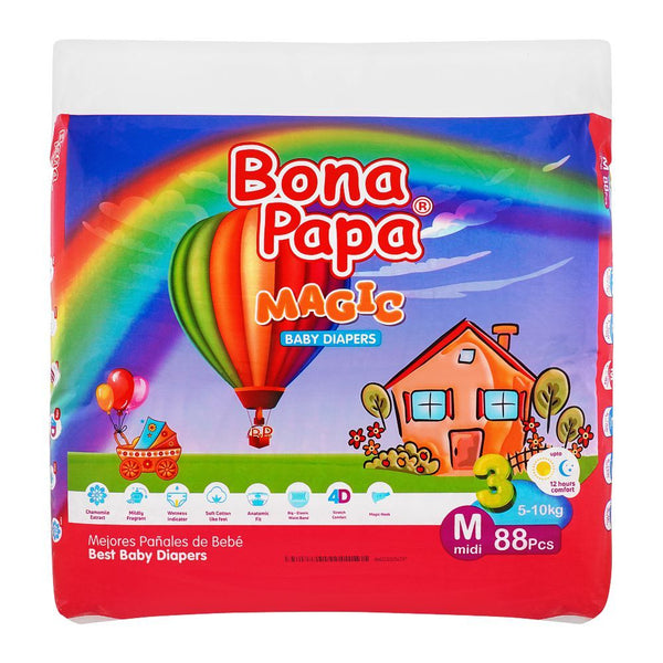 Bona Papa Magic Baby Diapers, M Midi, No. 3, 5-10Kg, 88-Pack, Diapers & Wipes, Bona Papa, Chase Value